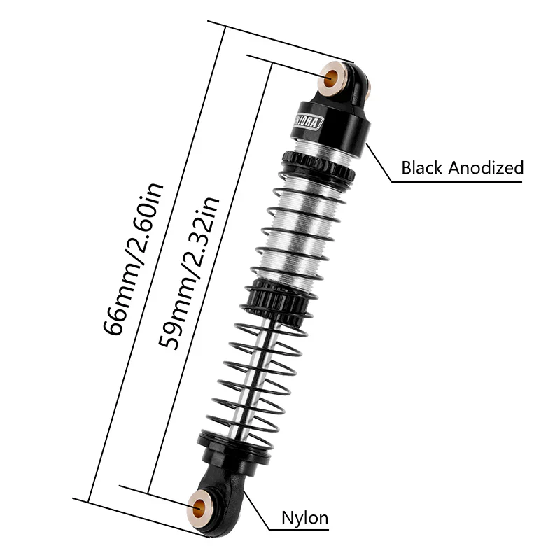 INJORA 59mm Long Threaded Oil Shocks for 1/18 TRX4M